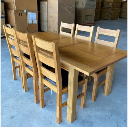 Forrester + 6 Ghế : Bàn Ăn Kéo Giản + Ghế Mặt Nệm ( KD 1191 )